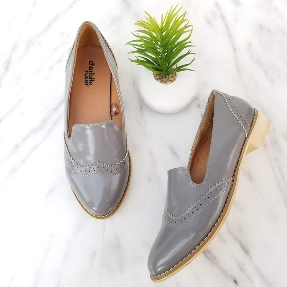 Charlotte Russe Shoes - Charlotte Russe Wingtip Loafers Gray Patent Shoes